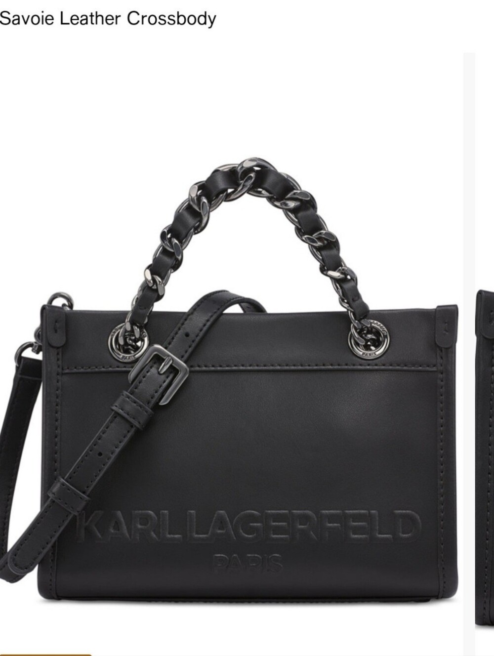 MEMORIAL DAY SALE...Karl Lagerfeld Black Savoie Leather Top-Handle Crossbody
